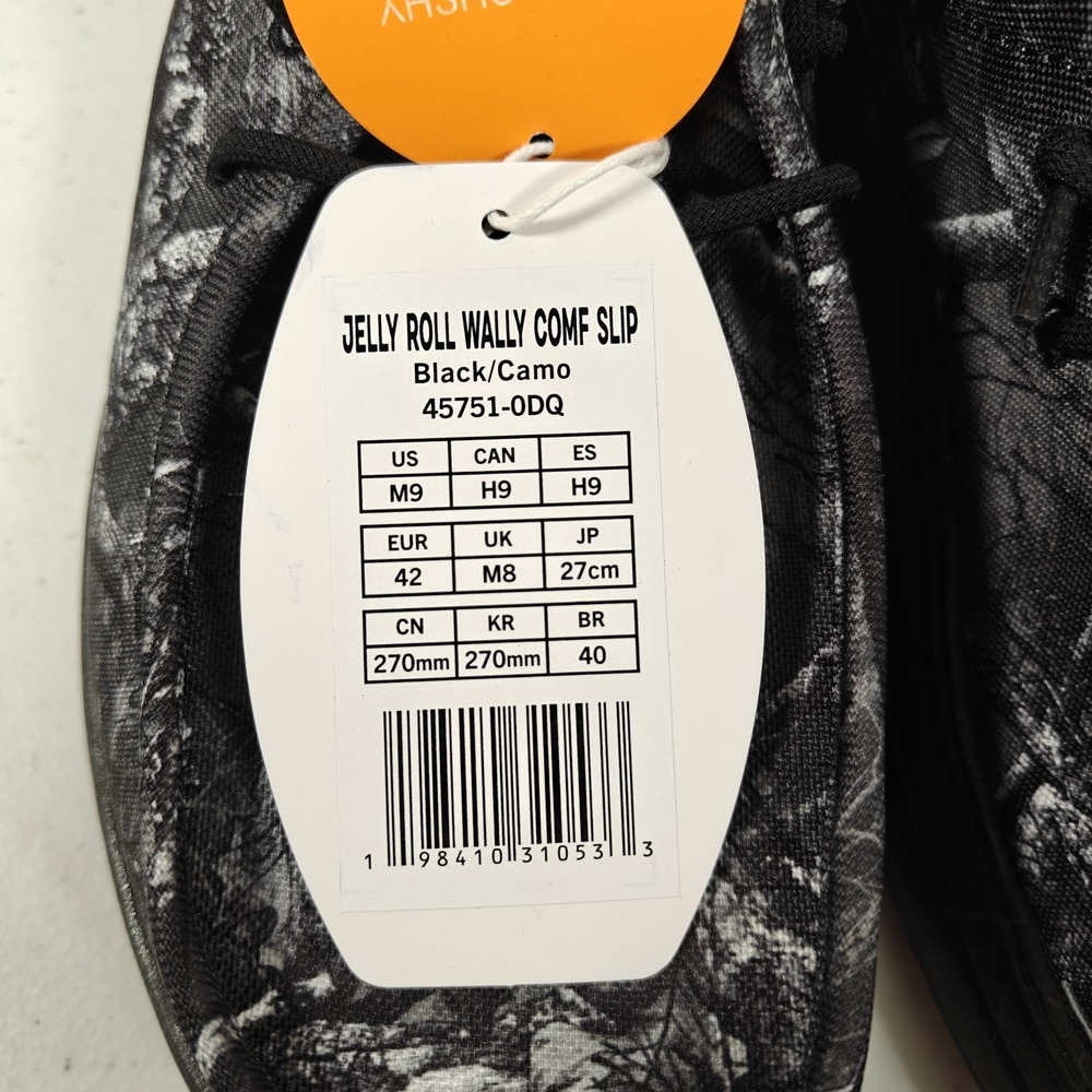 Hey Dude x Jelly Roll Wally Realtree Edge Camo Men's 9 Black Slip On Shoes NWT - Picture 9 of 9